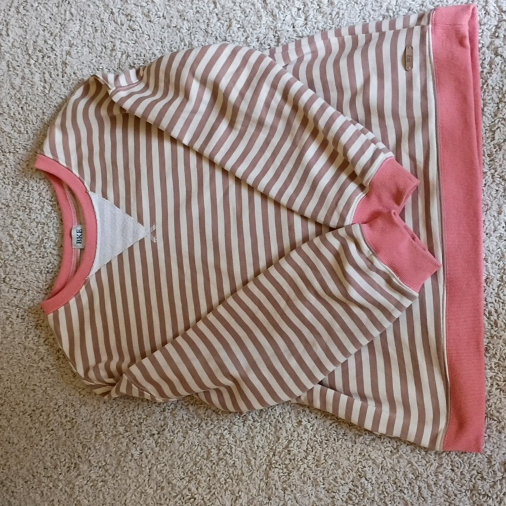 BKE Pink and Cream Striped Sweatshirt